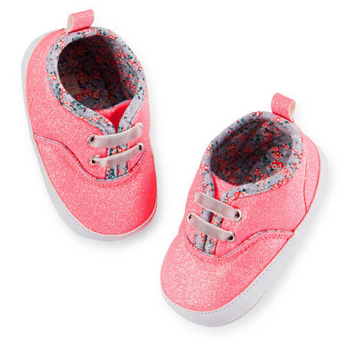 [27387A30] Carter&#039;sGlitter Sneaker Crib Shoes(신발끈이 늘어나서 편리)